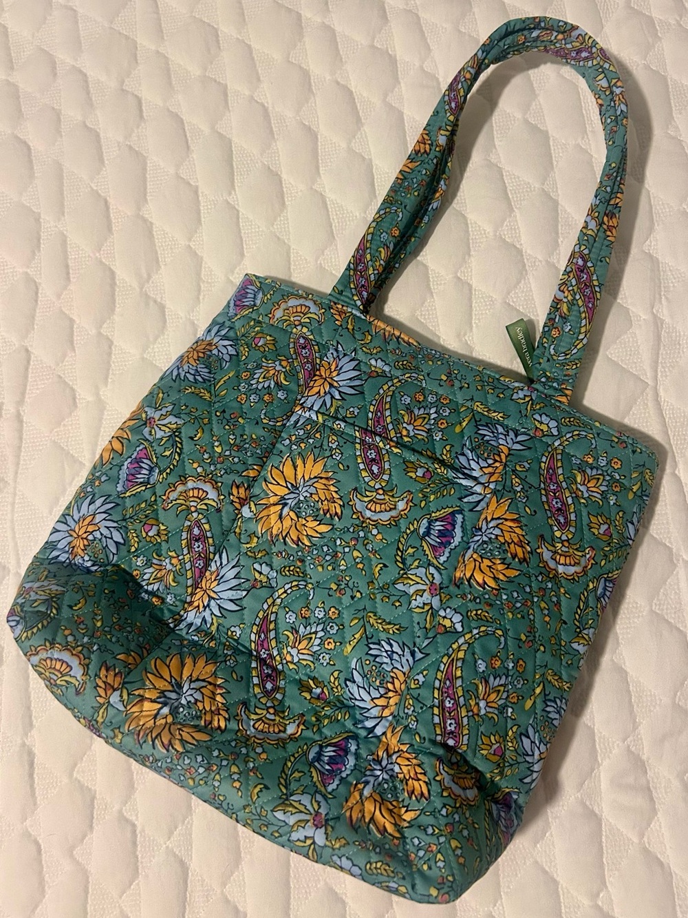 NWOT Vera Bradley Floral Tote Purse Green Floral Paisley Design Shoulder Bag